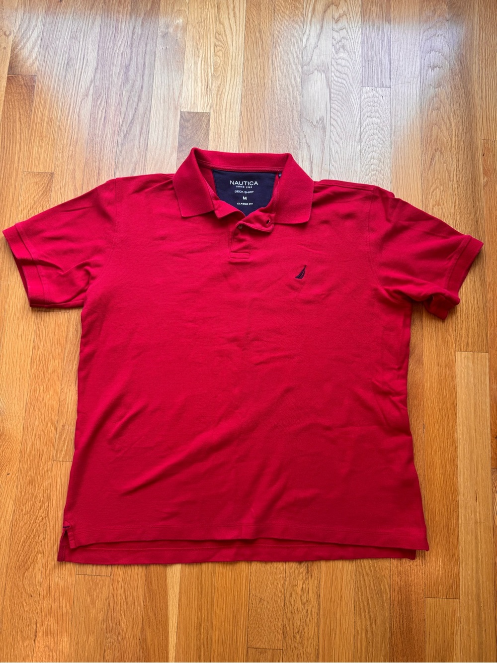 Nautica Deck Shirt Polo Red Men’s Medium Classic Fit Short Sleeve